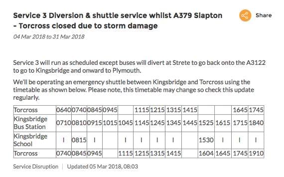 Shuttle bus will be operating while Slapton Line is closed