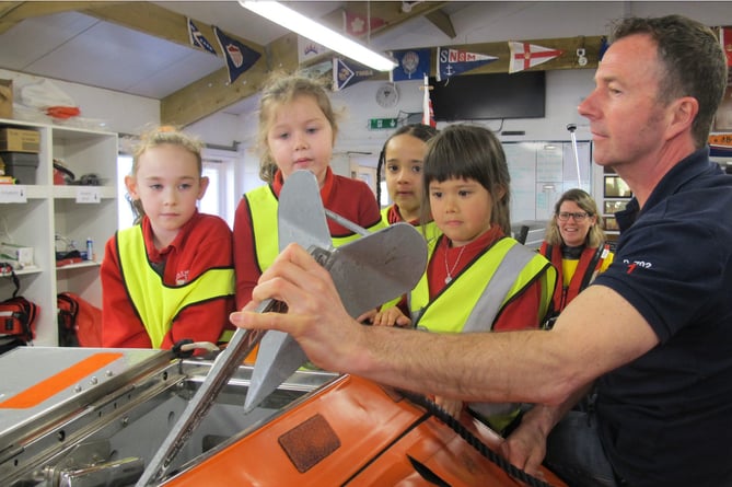 School children visit Dart RNLI lifeboat station