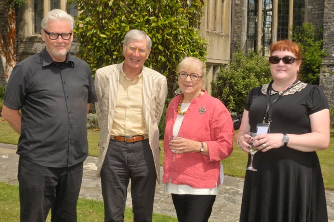 From left to right: Dartington Trust CEO Alan Boldon, Festival Presidents David Walker and Polly Toynbee and Way With Words Managing Director Leah Varnell