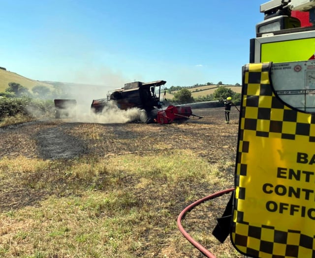 FIRE UPDATE: pictures of combine harvester blaze