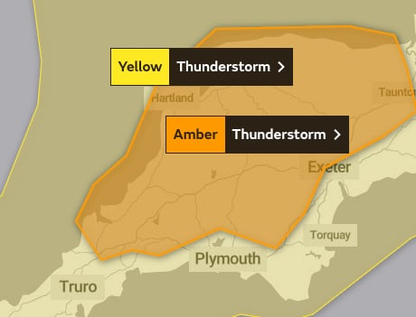 Today’s Amber Alert for Thunderstorms.
