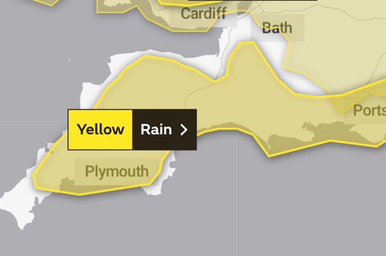 Area covered by updated Yellow Warning of rain on December 18.
Image: Met Office