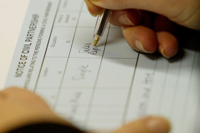 Six times as many opposite-sex civil partnerships as same-sex unions in Devon last year 