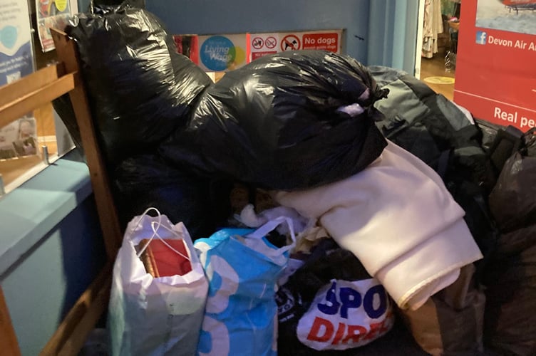 Donations left outside a DAA charity shop last Christmas.
