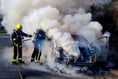 Dramatic pictures as Buckfastleigh firefighters battle car blaze