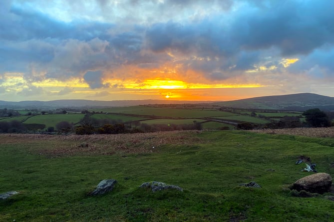 Sunrise near Challacombe Cross on Dartmoor.Picture: Nick Knight (April 2023)
