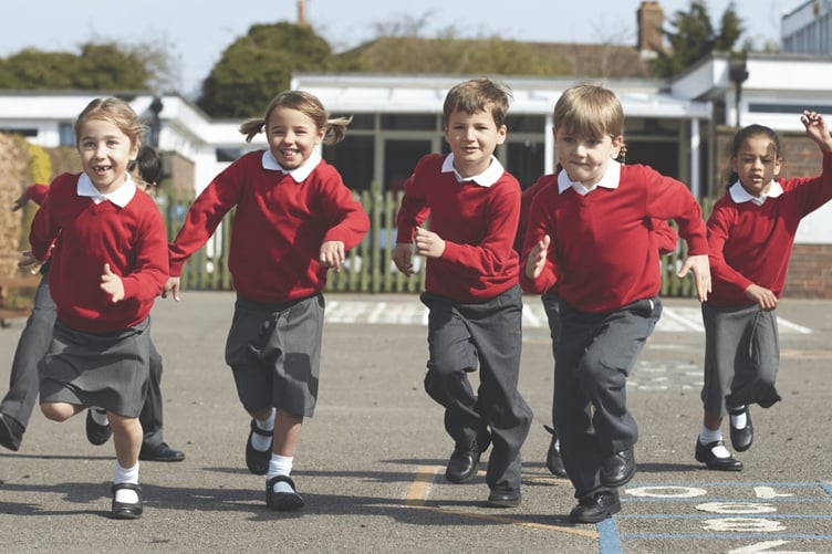 school children stock image