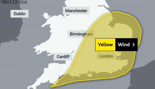 Expect an 'unseasonably Saturday' as the Met Office issues a Yellow Warning.Picture: Met Office (13-7-23) 