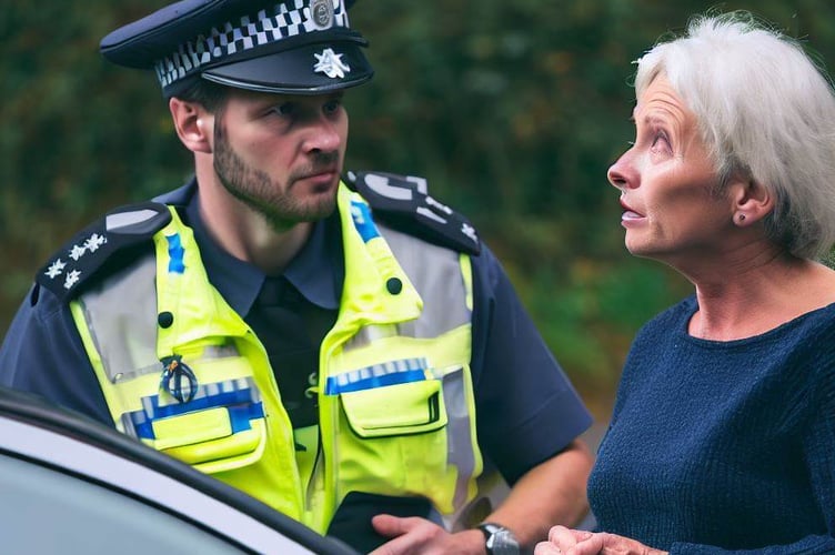 Officer talking to woman