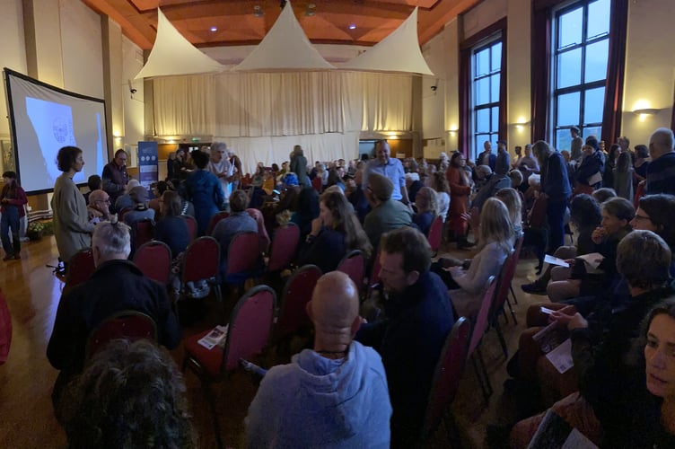 More than 200 people packed the civic hall