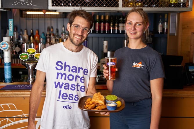 Andres Figar, Olio and Elle Sambrook, St Austell Brewery's head of sustainability   