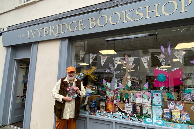 Julian outside The Ivybridge Bookshop with his new book, 'Sea of Treason' 