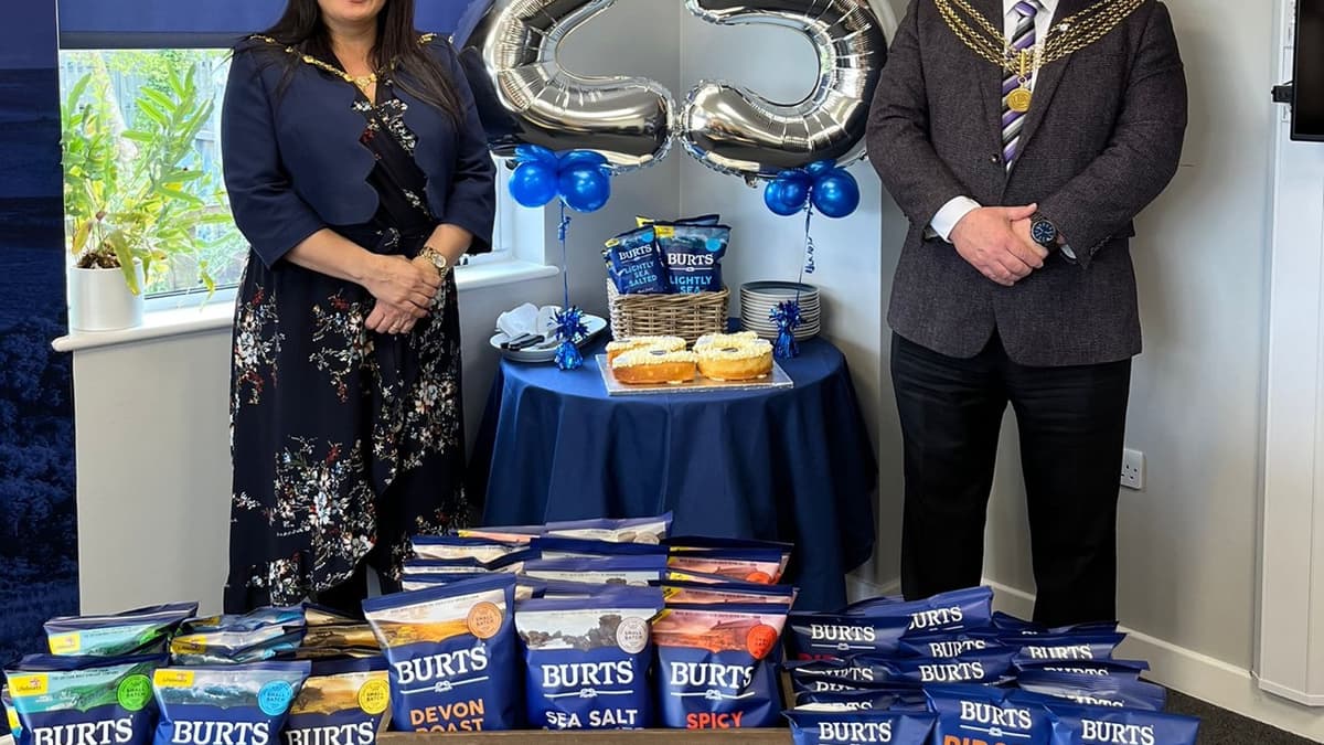 Mark Shayer Milewstone as Burts Crisps celebrates 25 years | dartmouth-today.co.uk