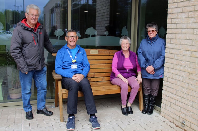L to R: Malcolm Matthews standing Nick Hindmarsh (Dartmouth Caring), Ann Matthews and Tina Houghton (Ann's sister) standing