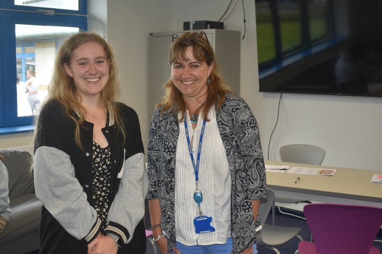 Tania Grigg, Head of 6th Form, with Jessica Gregory who is off to Oxford.