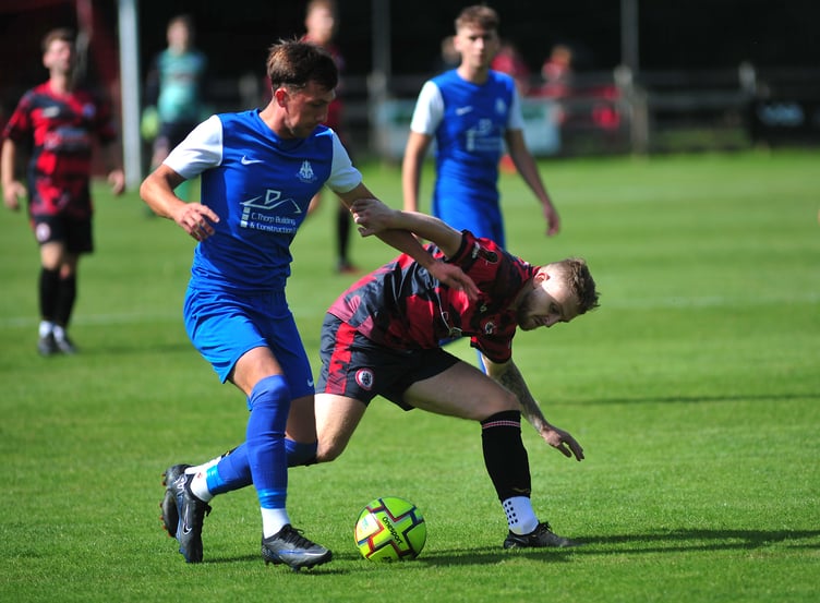 Football. FA Vase action from Bovey Tracey versus Liskeard Athletic