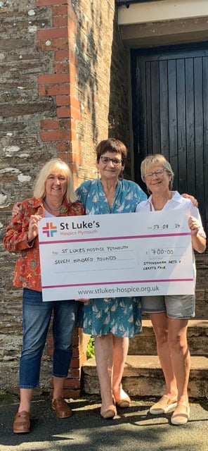 Committee members:Carol Gameson- Hughes, Jan Clarke and Jo Wells handing
over the £700 cheque to St Luke’s Hospice.