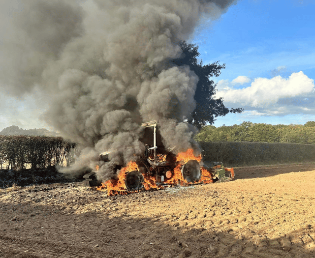 Tractor fire at Bittaford severely damages hay bailing unit