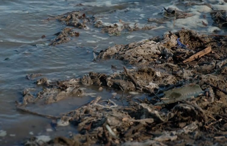 Sewage washed up on a UK beach. Credit: BBC Panorama/LDRS