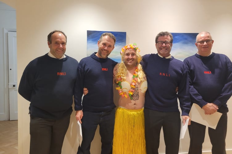 Honeybun with Salcombe RNLI members