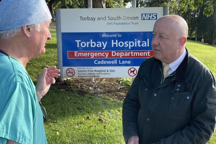 Steve Darling outside Torbay Hospital - LDRS