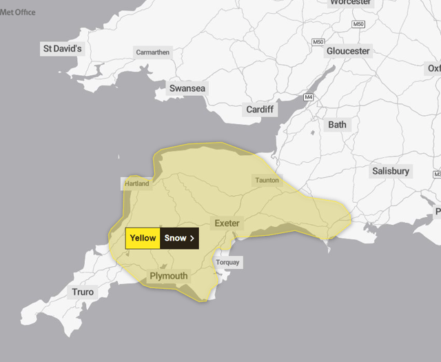 Met Office issues snow warning for South Hams