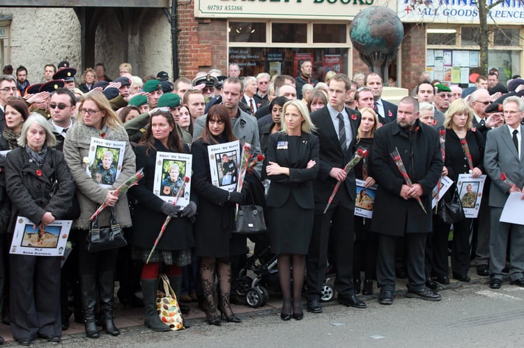 Christina Schmid at the funeral of her then husband Staff Sergeant Olaf ‘Oz’ Schmid, who died in Afghanistan in 2009. Picture: SWNS