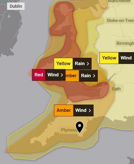 Storm Darragh - Met Office 