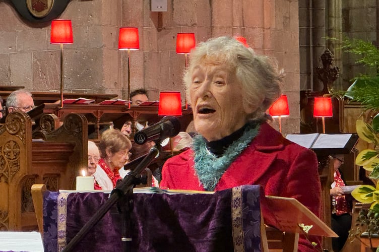 Janet Ritterman reading a lesson at the Devon Bellringers’ Carol Service.  AQ 0023
