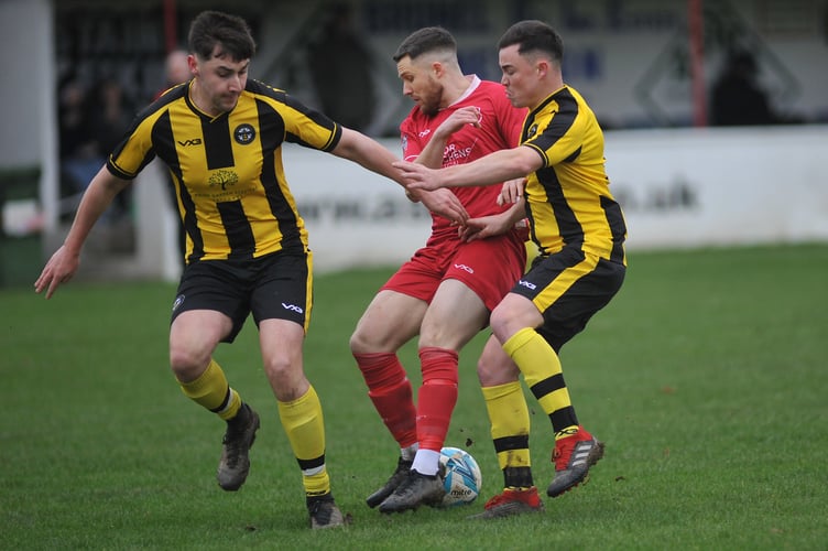 South Devon Football League Premier Division. Kingsteignton Athletic versus Beesands Rovers. A 2-0 home win for the Rams