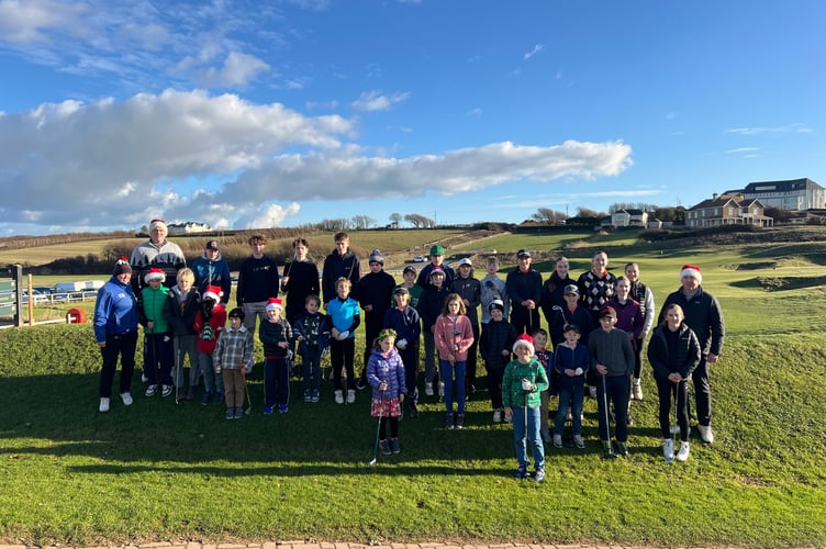 Some of the Thurlestone juniors, parents and professionals