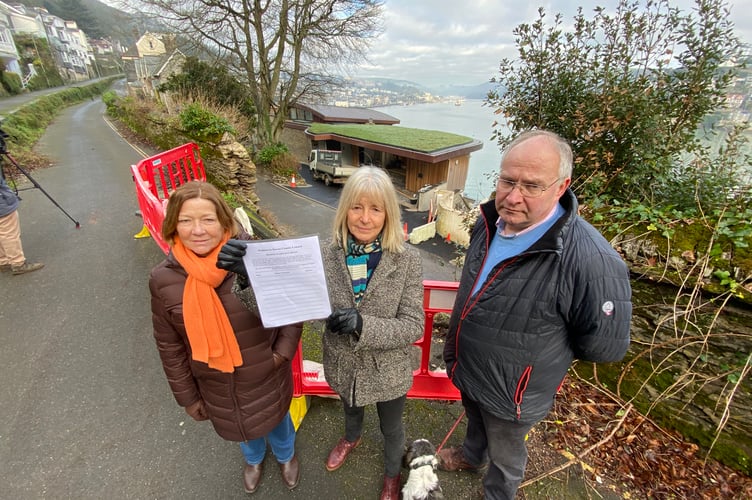 From left to right: residents Lindsay Ellwood, Marina Pusey and Dartmouth councillor Jonathan Hawkins