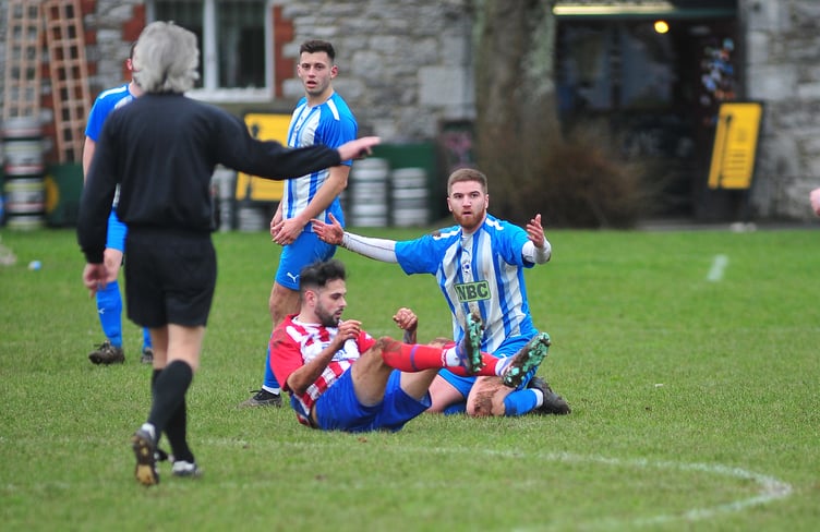 South Devon Football League. Match action from the Belli Cup as Newton Abbot 66 play Newton Abbot Spurs 2nds. Not a good day day at Osborne Park for '66 as they went down by three goals to nil to their near neighbours