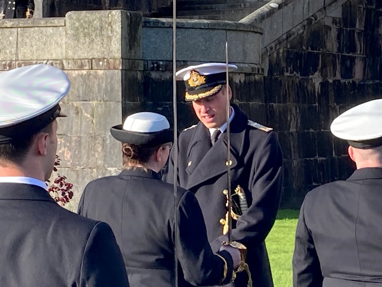 Prince William at a passing out ceremony in Dartmouth in 2023