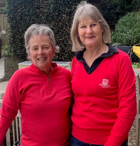 Winners of round one of the Daily Mail Foursomes, Thurlestone’s Judith Lungmuss and Jacky Jacobs