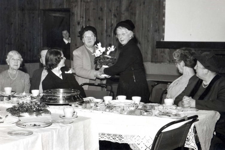 Slapton WI at a party in Slapton Village Hall possibly in 1954