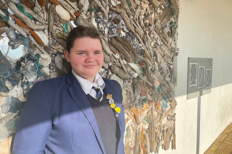 Isobel, Year 11 student at Brixham College  honoured with Devon Youth Special Service Award for her outstanding commitment to community service