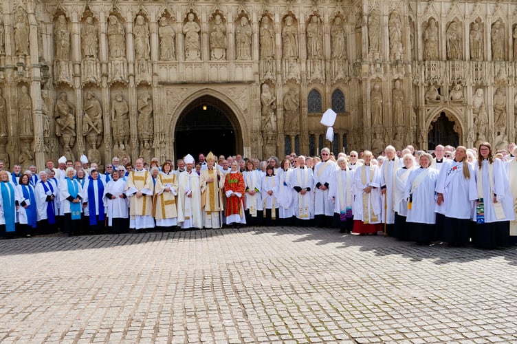 The clergy who attended the Chrism Service at Exeter Cathedral.
