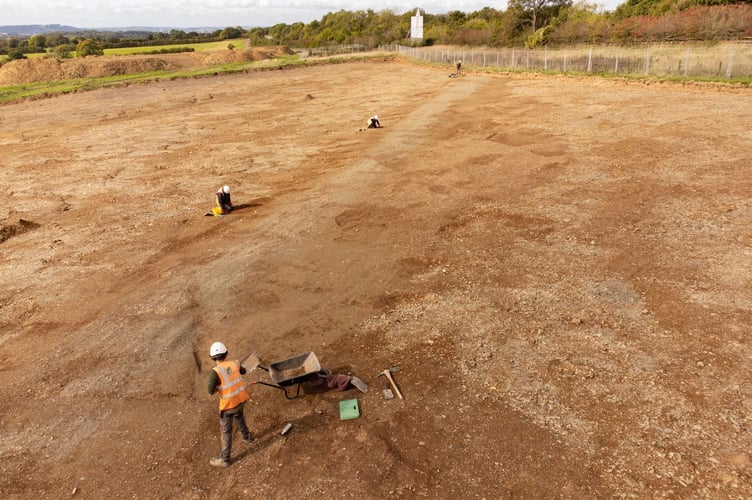 Sherford Roman Road AC Archaeology Image working view looking north west - LDRS 