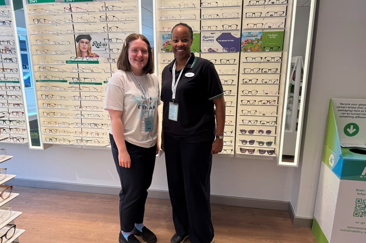 Left: Tabitha Perkins (optical assistant) with Winnie Maina (joint store director)