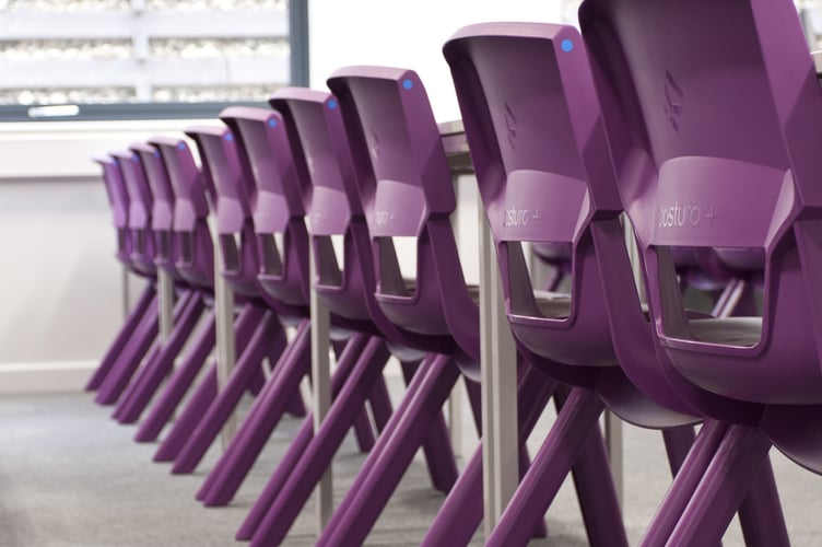classroom with purple chairs - Pixabay