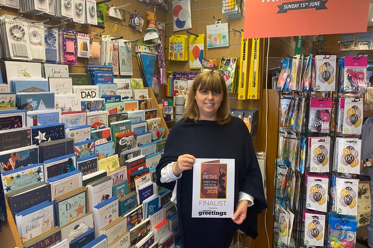 Jane Brooking owner of Occasional Card Kingsbridge with her RETA nomination 