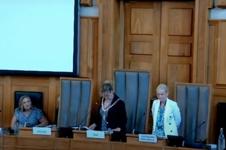 Councillor Caroline Leaver (centre) has been appointed as the new chair of Devon County Council (Image courtesy: DCC/YouTube)