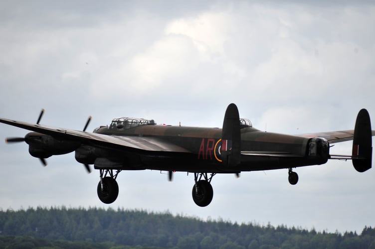 Riviera Air Show. Exeter Airport was used as a staging airfield for many of the aircraft taking part. Avro Lancaster of the BBMF