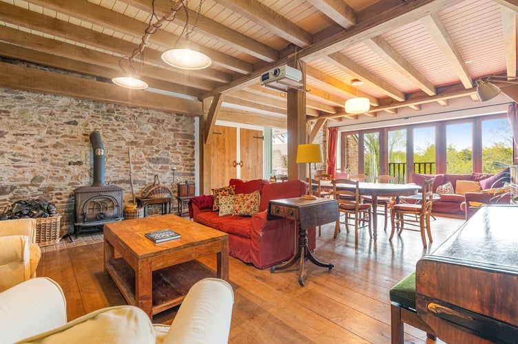 Inside Green Dragon Barn in the South Hams