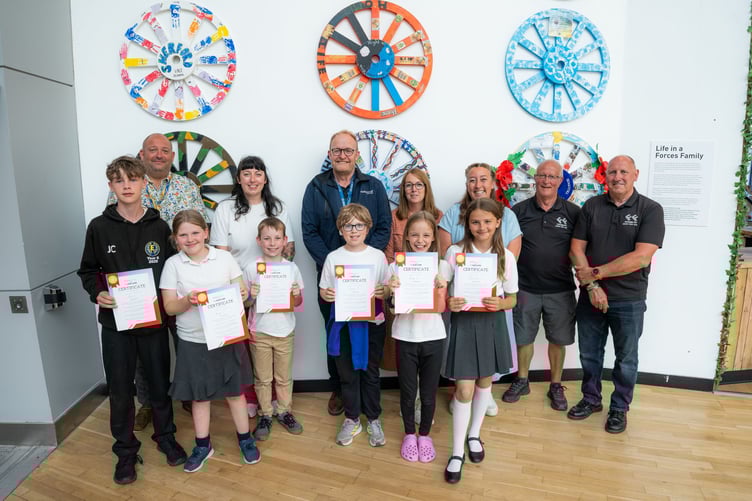 Children from Ermington Primary School with their winning entry