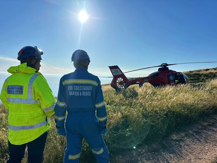 The helicopter landed near the casualty