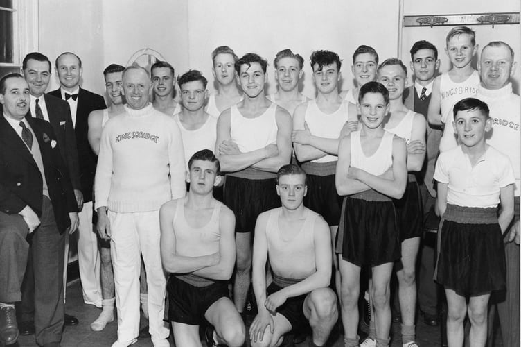1954 Kingsbridge Boxing Club Team photo in Town Hall Pre Tournament