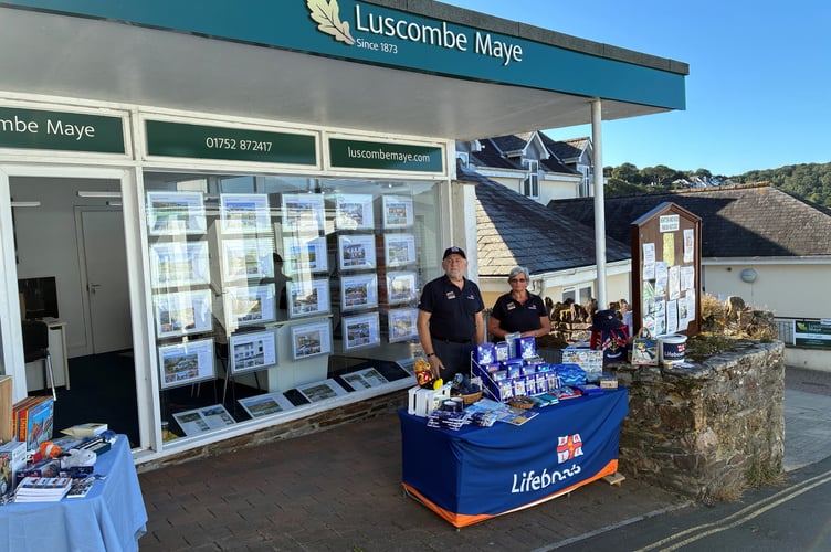The RNLI stand outside Luscombe Maye