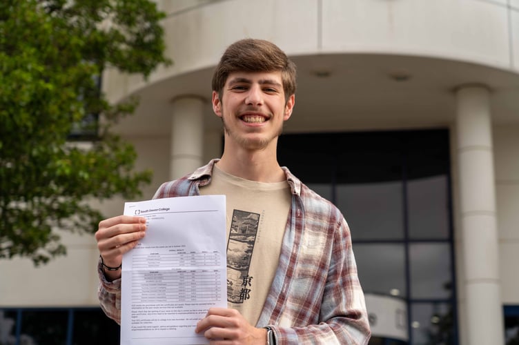 Jack Hannaford-Hill celebrates his A level results today.
